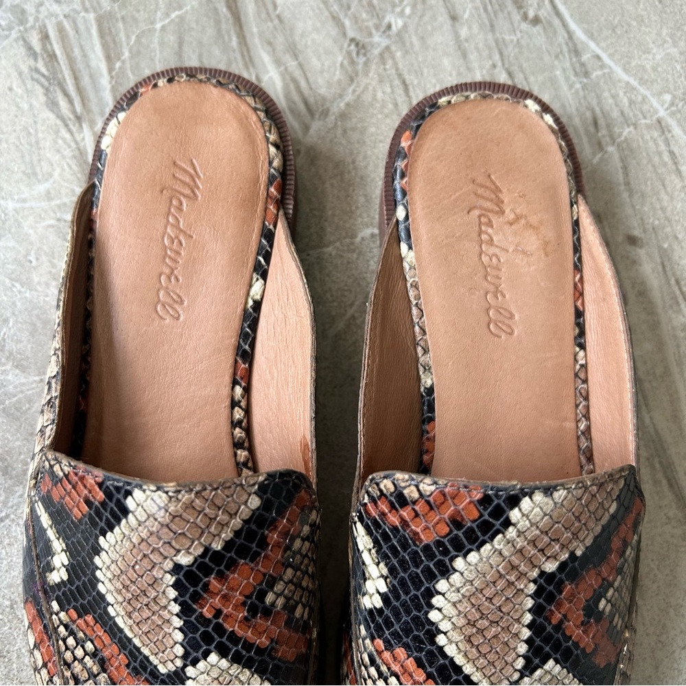 Madewell The Frances Loafer Mule in Snake Embossed Leather, Size 7.5 - Picture 8 of 15